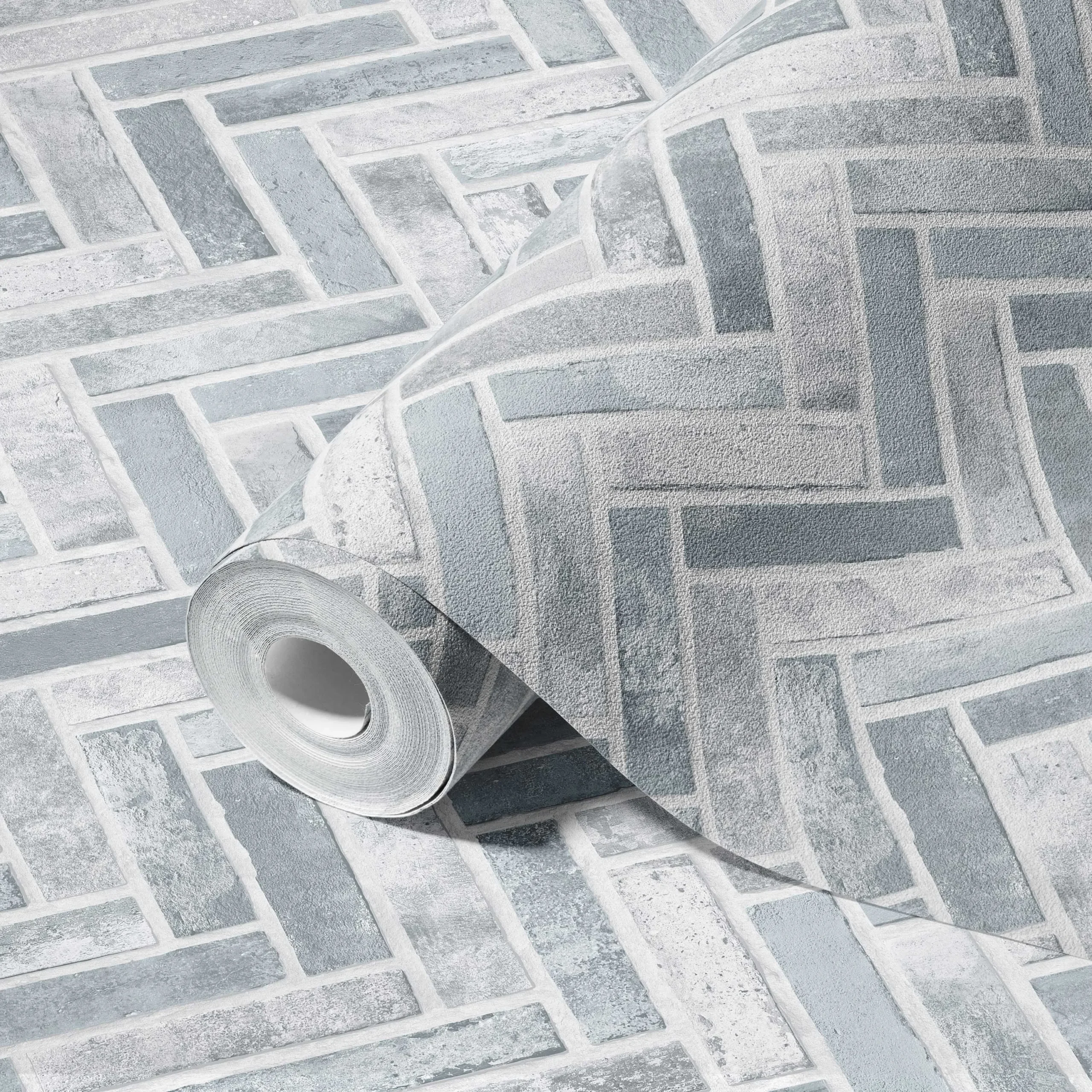Gray Embossed Wallpaper – Chevron Stone (23105-2)